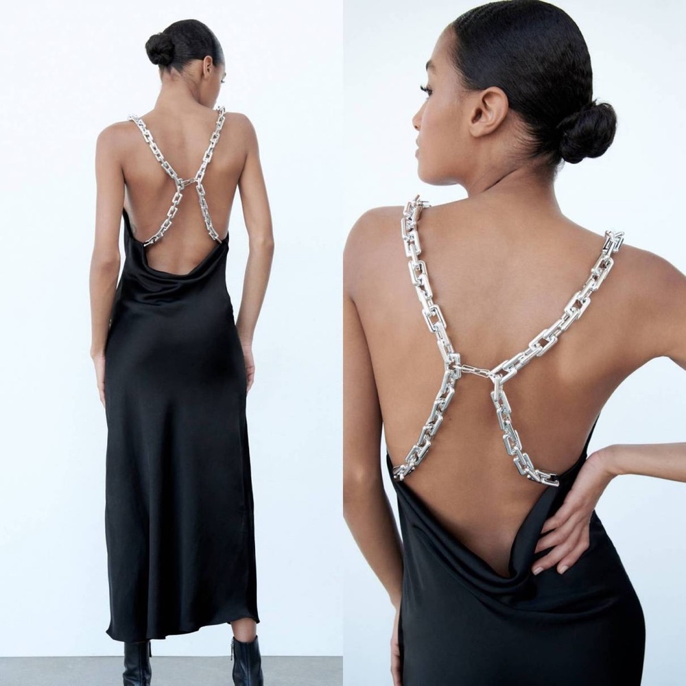 RARE NWT Zara Chain Satin Dress